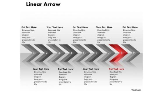 Editable Ppt Theme Linear Arrows 9 States Diagram Project Management PowerPoint Image