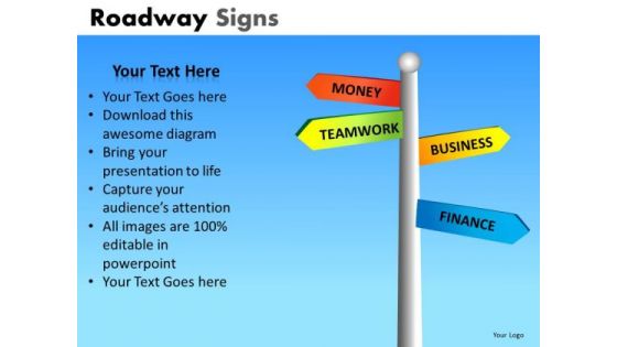 Editable Road Signs Ppt Slides For Business Presentations