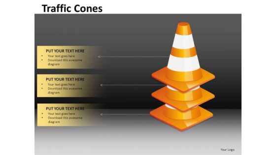 Editable Slides With Stacked Traffic Cones PowerPoint Templates