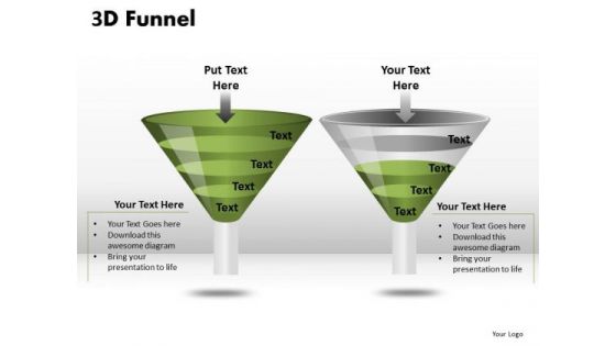 Editable Text 3d Funnel Diagrams PowerPoint Slides