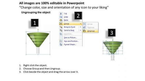 Editable Text 3d Funnel Diagrams PowerPoint Slides