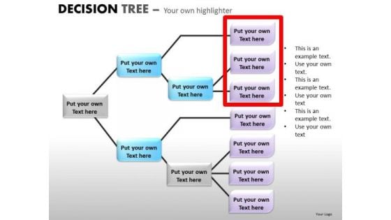 Editable Text Boxes Decision Tree Analysis Diagram For PowerPoint Slides