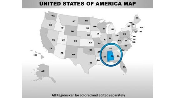 Editable Usa Alabama State PowerPoint Maps