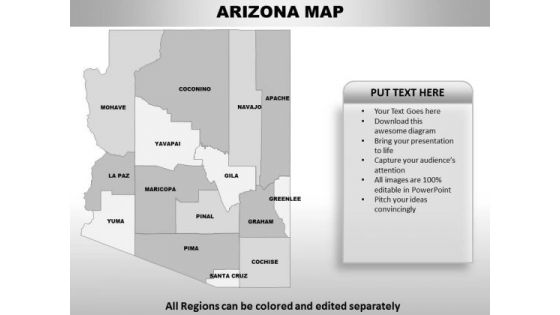 Editable Usa Arizona State PowerPoint Maps