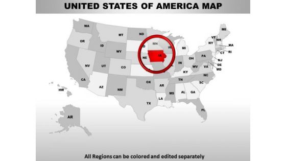 Editable Usa Iowa State PowerPoint Maps