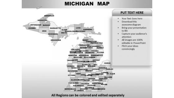 Editable Usa Michigan State PowerPoint Maps