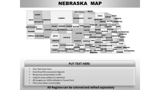 Editable Usa Nebraska State PowerPoint Maps