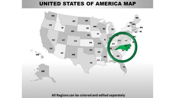 Editable Usa North Carolina State Powrpoint Maps