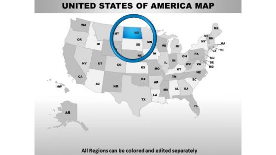 Editable Usa North Dakota State PowerPoint Maps