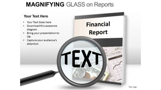 Education Magnifying Glass On Report PowerPoint Slides And Ppt Diagram Templates