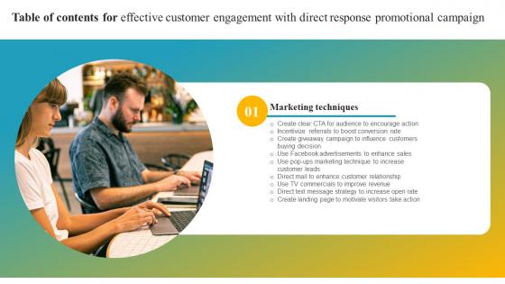 Effective Customer Engagement With Direct Response Promotional Table Of Contents Graphics Pdf