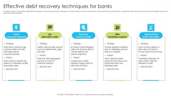 Effective Debt Recovery Techniques For Banks Mockup Pdf