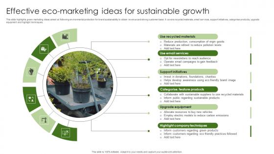 Effective Eco Marketing Ideas For Sustainable Growth Slides Pdf