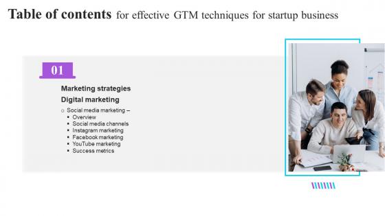 Effective GTM Techniques For Startup Business Table Of Contents Slides PDF