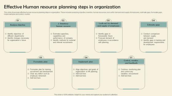 Effective Human Resource Planning Steps In Organization Slides Pdf