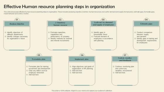 Effective Human Resource Planning Steps In Organization Slides Pdf