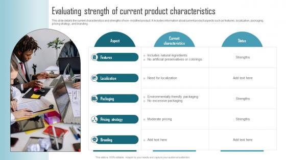 Effective Product Adaptation Evaluating Strength Of Current Product Characteristics Brochure PDF