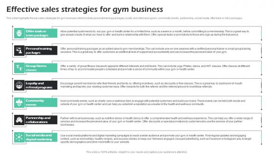 Effective Sales Strategies For Gym Business Fitness Center Business Plan Information Pdf