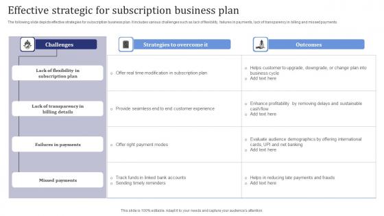 Effective Strategic For Subscription Business Plan Structure Pdf