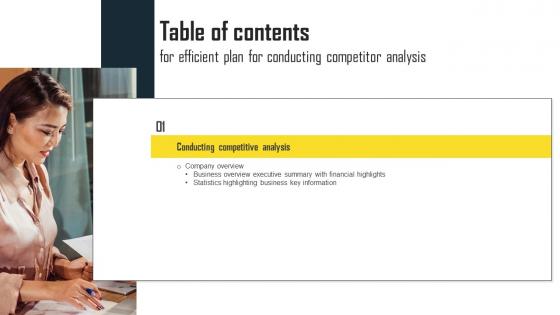 Efficient Plan For Conducting Competitor Analysis Table Of Contents Background Pdf