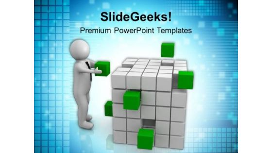 Efforts To Fix The Cubes In Right Place PowerPoint Templates Ppt Backgrounds For Slides 0713