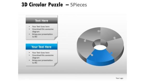 Ehromatic 3d Circular Puzzle 5 Pieces PowerPoint Slides And Ppt Diagram Templates