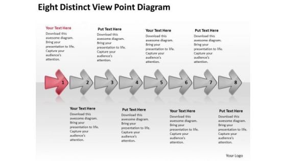 Eight Distinct View Point Diagram Process Flow Chart PowerPoint Slides