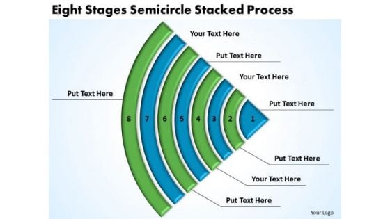 Eight Stages Semicircle Stacked Process Business Plan For Small PowerPoint Slides