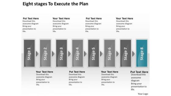 Eight Stages To Execute The Plan Business Freeware Flowchart PowerPoint Slides