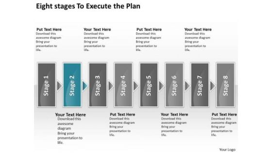 Eight Stages To Execute The Plan Business Freeware Flowchart PowerPoint Templates