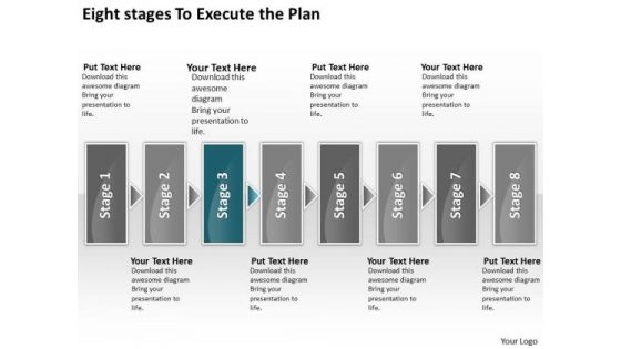 Eight Stages To Execute The Plan Chart Freeware Flowchart PowerPoint Templates