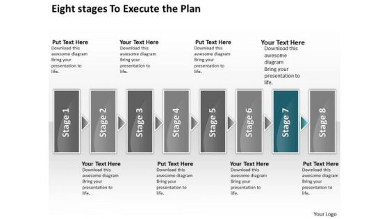 Eight Stages To Execute The Plan Freeware Flowchart PowerPoint Slides