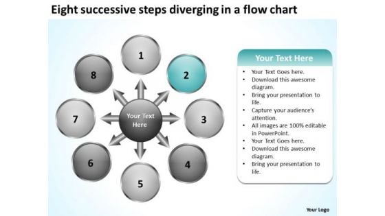 Eight Successive Steps Diverging A Flow Chart Business Pie Diagram PowerPoint Slides