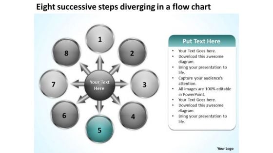 Eight Successive Steps Diverging A Flow Chart Circular Spoke Diagram PowerPoint Templates