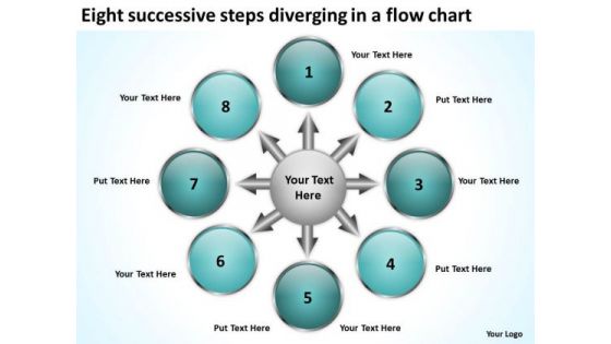 Eight Successive Steps Diverging A Flow Chart Processs And PowerPoint Templates