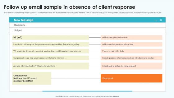 Elevating Sales Networks Follow Up Email Sample In Absence Of Client Response SA SS V Elevating Sales Networks Follow Up Email Sample In Absence Of Client Response SA SS V