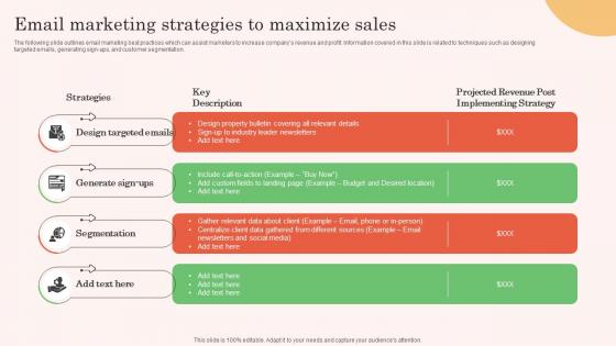 Email Marketing Strategies To Maximize Sales Real Estate Property Marketing Mockup Pdf