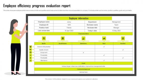 Employee Efficiency Progress Evaluation Report Infographics Pdf