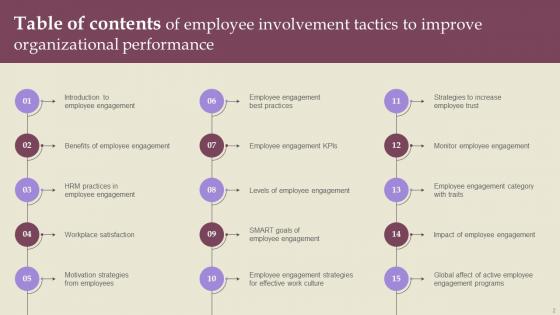 Employee Involvement Tactics To Improve Organizational Performance Ppt Powerpoint Presentation Complete Deck