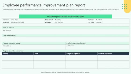 Employee Performance Improvement Plan Report Analysing Hr Data For Effective Decision Making