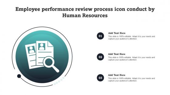 Employee Performance Review Process Icon Conduct By Human Resources Graphics Pdf