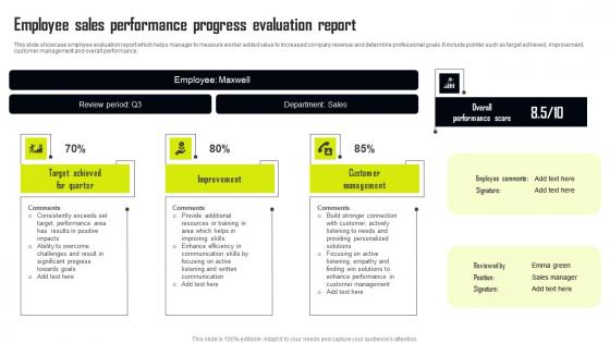 Employee Sales Performance Progress Evaluation Report Themes Pdf