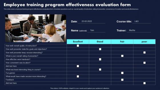 Employee Training Program Effectiveness Evaluation Form Proven Techniques For Enhancing Designs Pdf Employee Training Program Effectiveness Evaluation Form Proven Techniques For Enhancing Designs Pdf