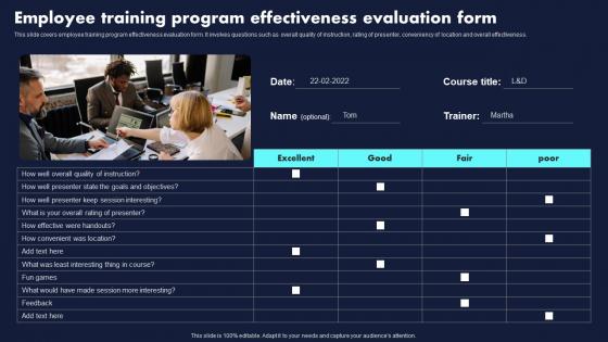 Employee Training Program Effectiveness Evaluation Form Proven Techniques For Enhancing Designs Pdf