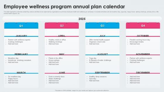 Employee Wellness Program Annual Plan Calendar Employee Wellness Program Annual Plan Calendar