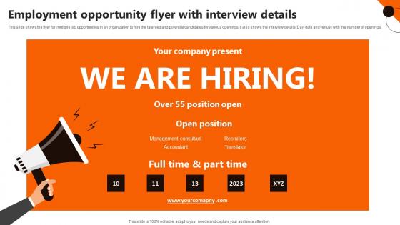 Employment Opportunity Flyer With Interview Details Portrait Pdf