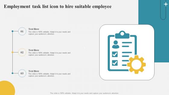 Employment Task List Icon To Hire Suitable Employee Microsoft Pdf