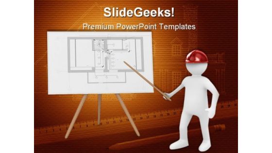 Engineer At Board With Plan Business PowerPoint Templates And PowerPoint Backgrounds 0311