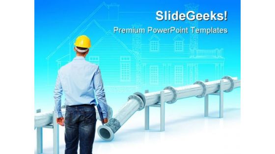 Engineer At Work Construction PowerPoint Templates And PowerPoint Backgrounds 0411