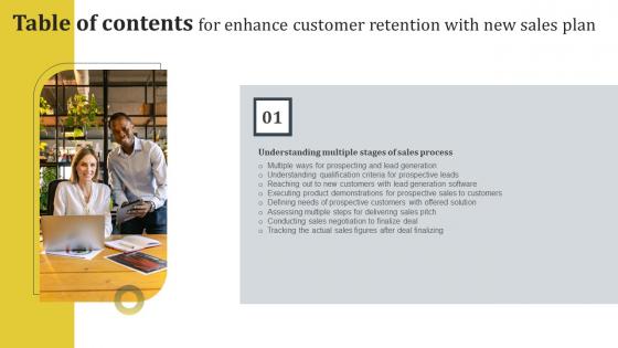 Enhance Customer Retention With New Sales Plan For Table Of Contents Diagrams Pdf